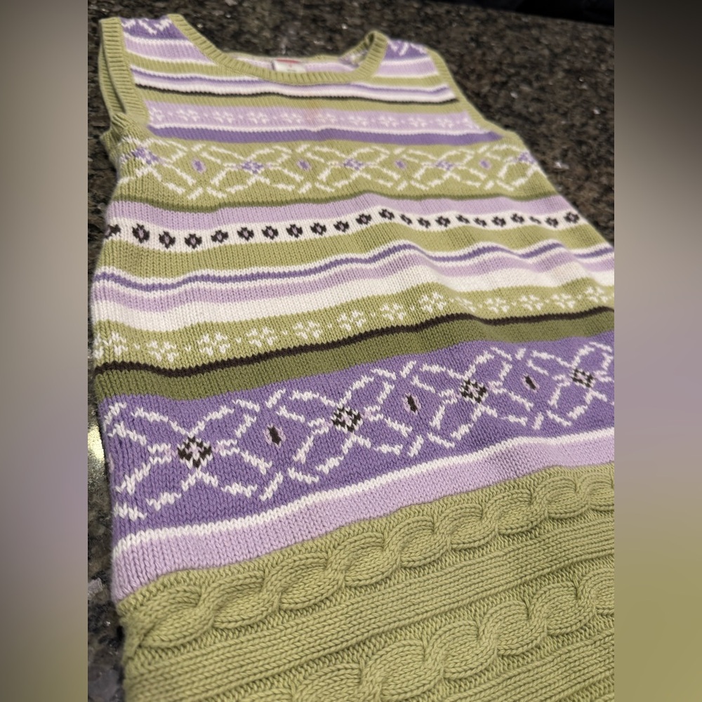 Gymboree 100% Cotton Stripe Sleeveless Knit Dress Girls 9 Green Pastel Spring